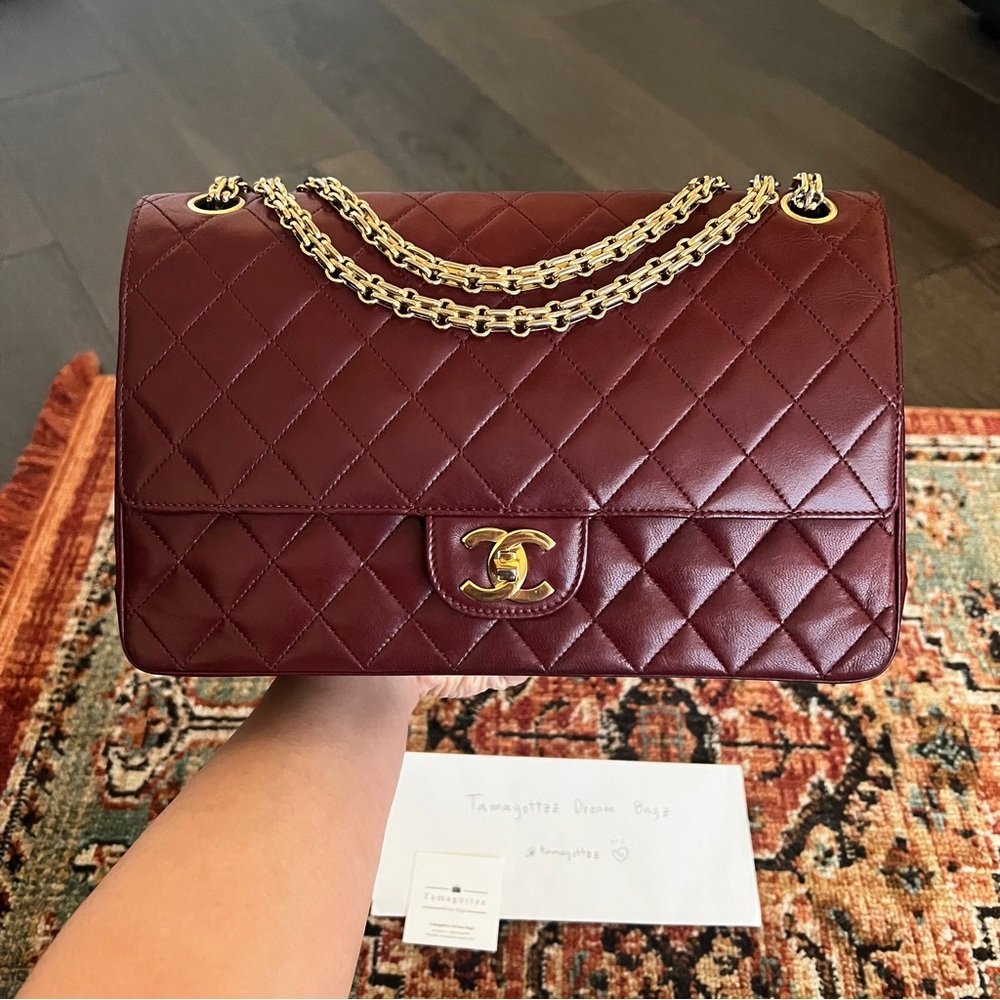 ❌RESERVED❌Chanel Classic Vintage Bijoux Chain Burgundy Medium Double Flap Bag